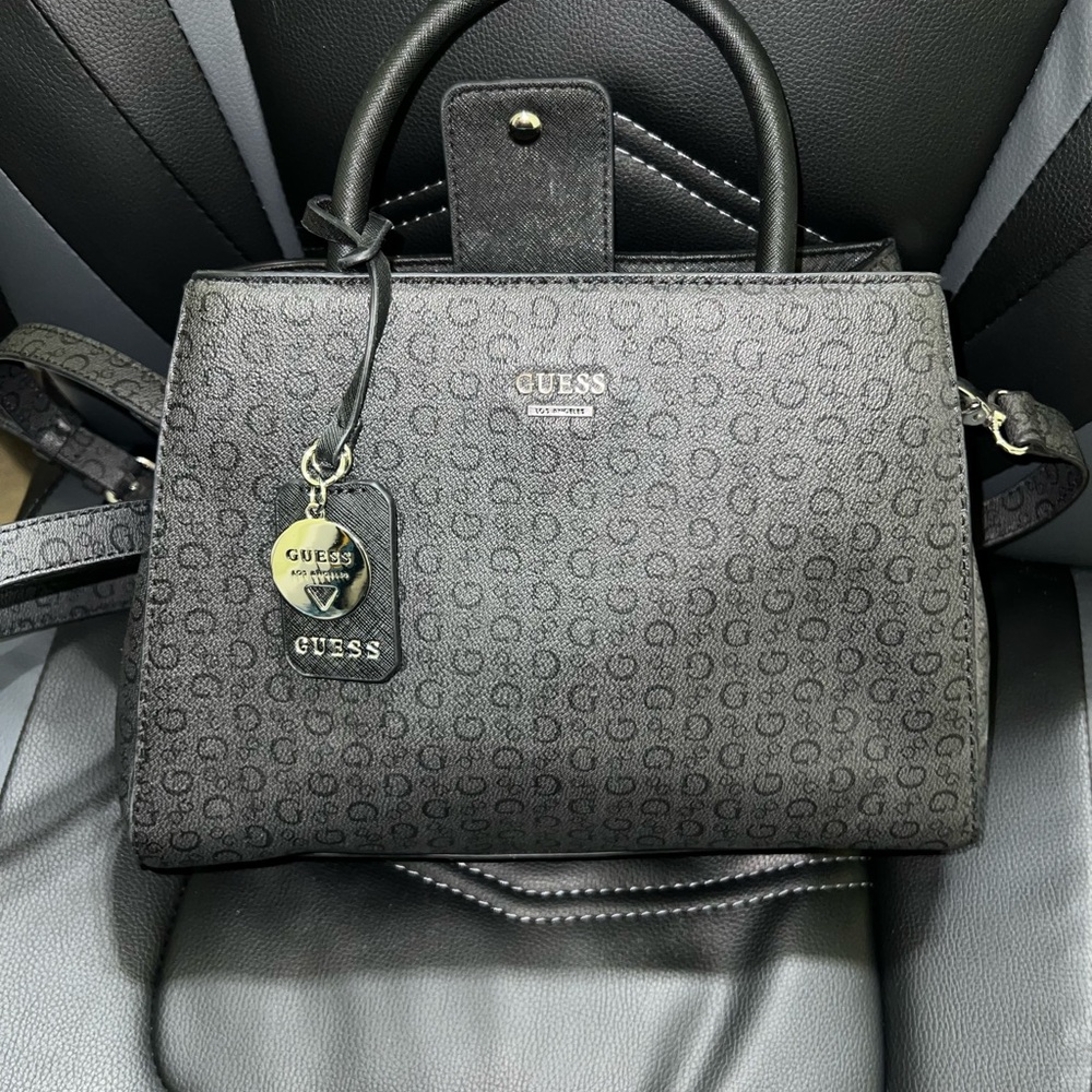 GUESS Black Monogram Handbag